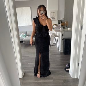 Lulus Kiss Me Again One Shoulder Ruffle Gown Maxi Wedding Guest Formal Prom